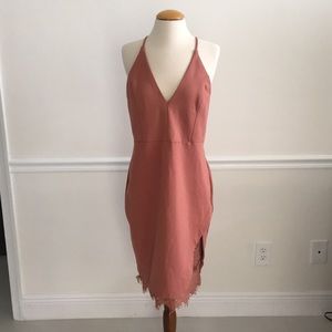 ASTR The Label XL (please see measurements) NWT Dress w/ Lace Warm Rose